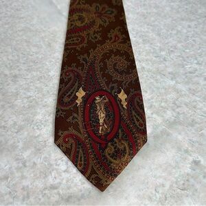 Briar Men’s Silk Tie Vintage Golfer Swing Paisley Print Made In Italy